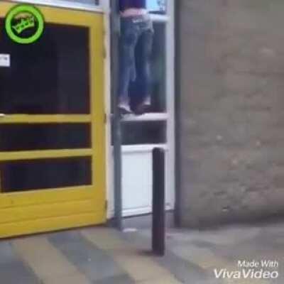 WCGW jumping down from a building