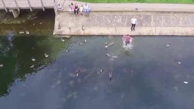 Drone captures perfect shot of its own rescue