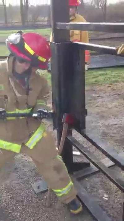 Firewoman training for forcible entry