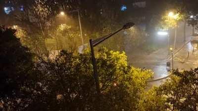 Heavy rain in Barcelona, Spain