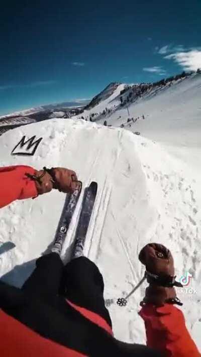 Skiing down