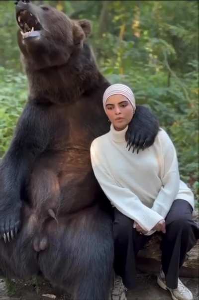 Saudi Beauty Blogger Faces Live Bear During Photoshoot in Russia.