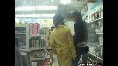 Japanese Girl Putting On A Show In A Convenience Store