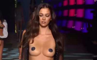 Topless on runway