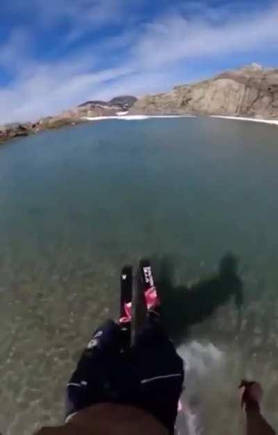 Skiing through a Glacier Pond in Norway