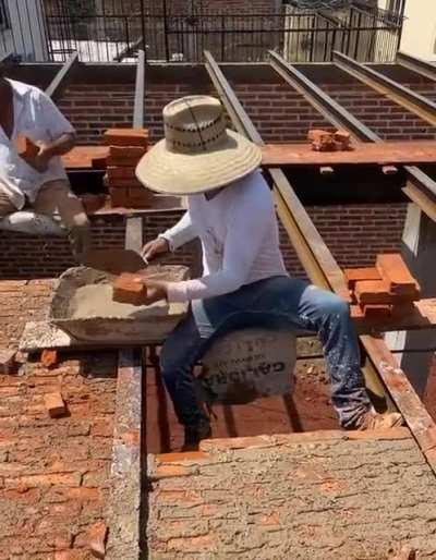 The bricks sit so perfectly, and the speed of the work!!