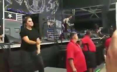 Sign language interpreter at Lamb of God concert