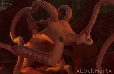 Futa Brigitte getting well taken care of by tentacles