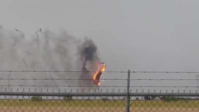 Wind turbine that got struck by lightning near Cromwell, TX