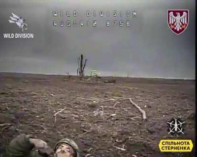 Russian soldier versus FPV drone