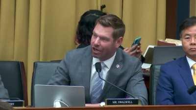 Eric Swalwell refuses to stop talking as Republicans try to interrupt him pointing out they may be in a cult