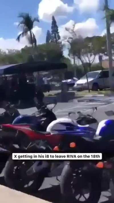 Last video of X leaving riva walking to his car on the 18th.