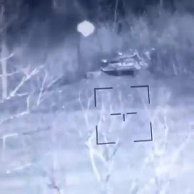 Footage released by Ukrainian Ministry of Defense: an anti-tank missile (ATGM) strike on a Russian vehicle.