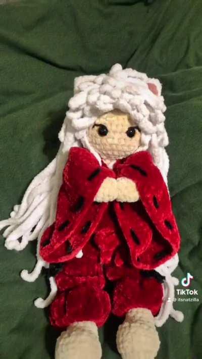 i crocheted an adorable inuyasha 🥹💕