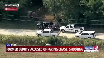 Deputy charged with faking pursuit and pretending to be in shoot-out with Black man armed with long gun.