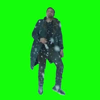 [GREEN SCREEN] Ryan Gosling resting in the snow Meme Template - Blade Runner 2049