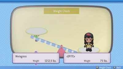 was messing around with the pokedex and discovered the weight check function...was pleasantly surprised