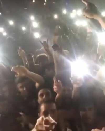 Juice taking my phone and recording the crowd, the venue only held 375 people in. Hackney, London, 2018. RIP Bro