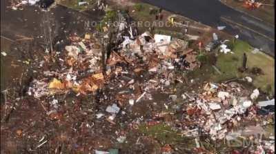 March 31, 2023, Little Rock, AR. Tornado damage via drone. Aerial video shows extensive damage to Little Rock, Arkansas.