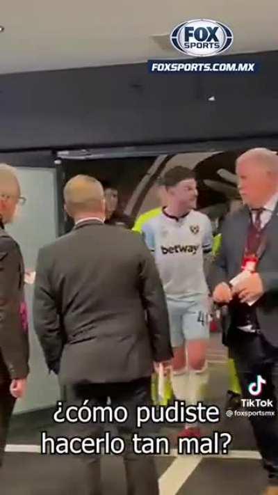 Declan Rice shouting corruption in the tunnel