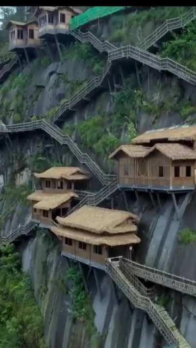 This is cliff lodge village located in Jiangxi