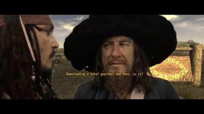 Jack and Barbossa discuss the state of New Vegas.