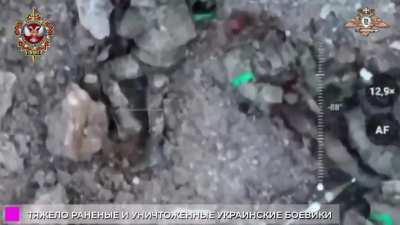 Russian drone clearing a Ukrainian position. (*Graphic)