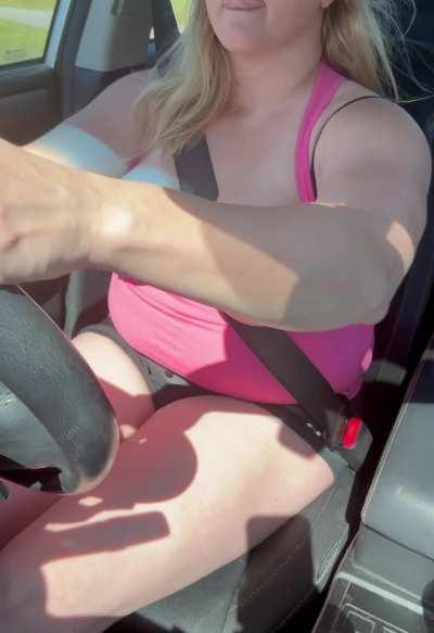 Did you catch me driving with my tits out