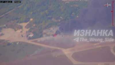 Russian ballistic missile attack on a Ukrainian MiG-29 aircraft at the Aviatorske airfield south of Dnipro city, August 2024