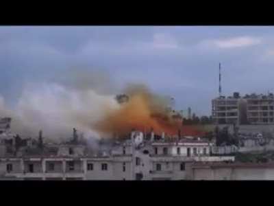 Opposition tunnel bomb detonation underneath the SyAAF Intelligence Headquarters in Aleppo - 2015