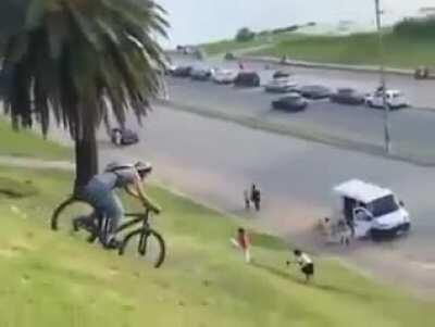 WCGW biking down to the street without checking both sides