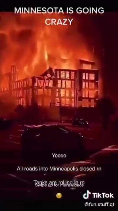 Burning building in Minneapolis