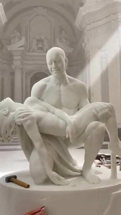 Sculpting progress of a man