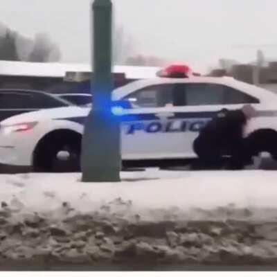 A gentle cop using his newly learned techniques to apprehend someone