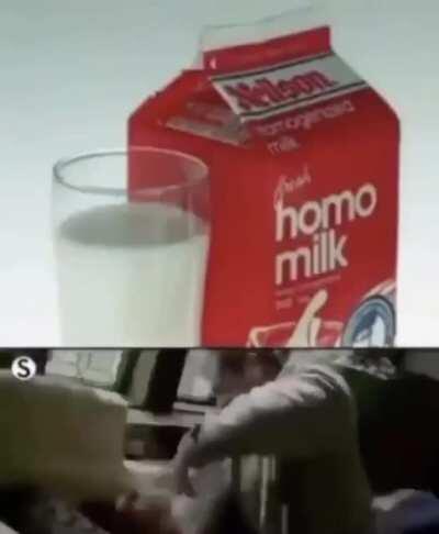 i drank a litle homo milk 🥛😳 pleas dont tell mystep dad!!!!!!!