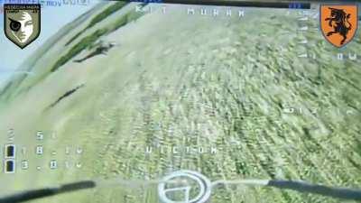 Ukranian FPV drone attempts to hit a Russian helicopter