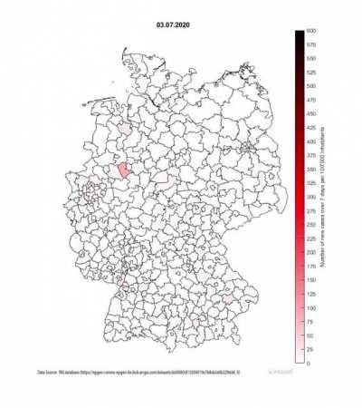 Entwicklung der 7-Tage-Inzidenz von Coronafällen pro 100.000 Einwohner in den letzten 10 Monaten