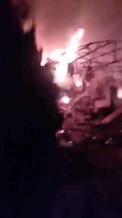 Residential area in Sumy Oblast, Ukraine after being heavily shelled by Russian forces tonight.