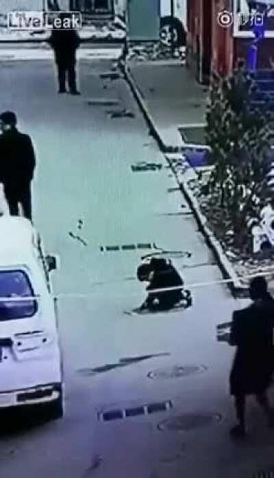 WCGW kneeling on the ground