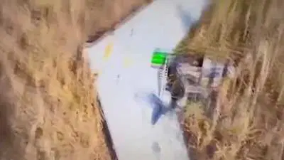 A fpv drone from Magyar takes down a russian Zala reconnaissance drone by getting stuck and failing to detonate.