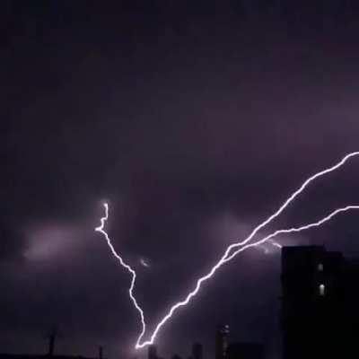 This Ground to Cloud lightning (sometimes called Upward Moving lightning) in Australia