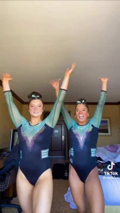 Skyla Schulte &amp;amp; Giana Kalefe of Michigan State University 💚🤍🤸‍♀️