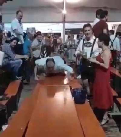 To slide across two tables