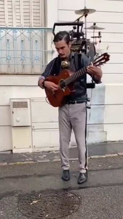 A man making harmonious sounds by himself 