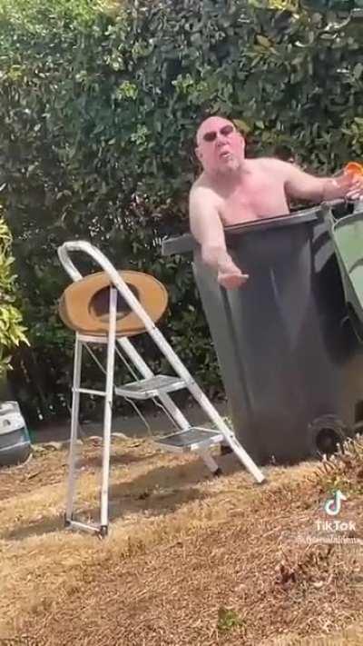 British fella having a swim in his bin