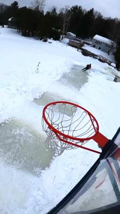 Rob Worling's Ice Dunk 3.0 - The Carter Effect (Under the legs 25 ft DUNK on Ice Skates!)