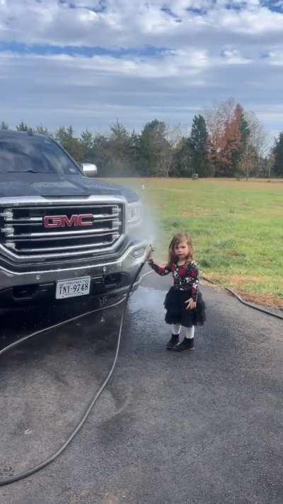 Playing with the water hose