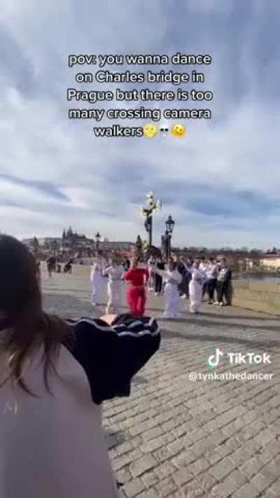 Entitled tiktok “stars” on Charles bridge. 