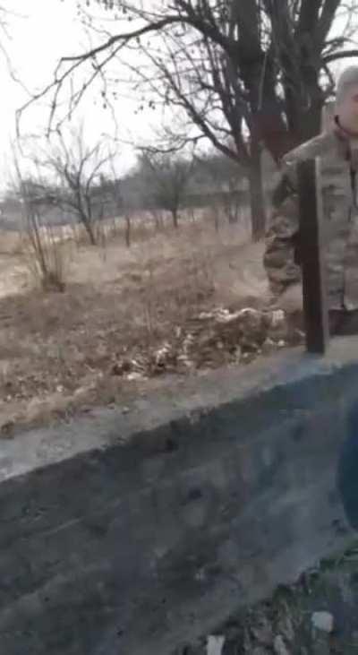 Ukrainian military burring mines in a residential neighborhood