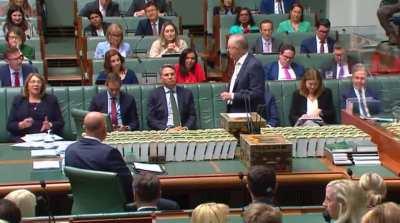 Sussan Ley embarrassingly tries to accuse PM Albanese of scaremongering on interest rates when they went up under the Coalition, but doesn’t realize Albo at the time was quoting her now leader, Dutton. As the PM corrects Ley, even Peter Dutton can’t hold 